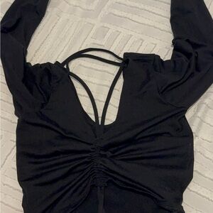 Bombshell Sportswear Black Ruched Crop Top